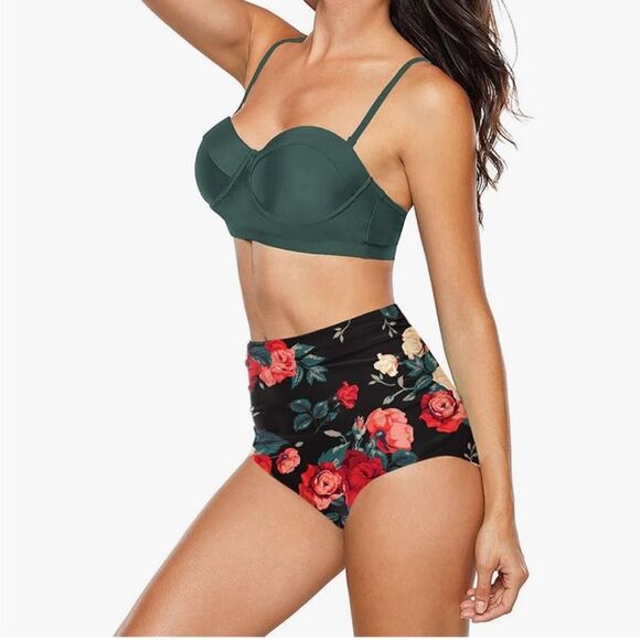 Green Bathing Suit Top Underwire - Picture 1 of 6